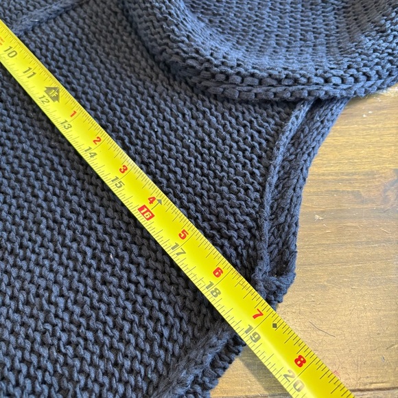 Pure Handknit Long Line Crocheted Vest Sweater Cover Up Black Lagenlook Baggy - Picture 6 of 7